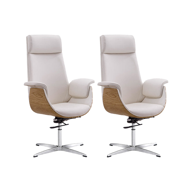 Modern & Contemporary Upholstered Chair Leather Task High Back Chair White 2 Piece Set 4-Star Clearhalo 'furn' 'furn_office_chair' 'Furniture' 'Office Chairs' 'Office Furniture' 'office_chair' 6267896