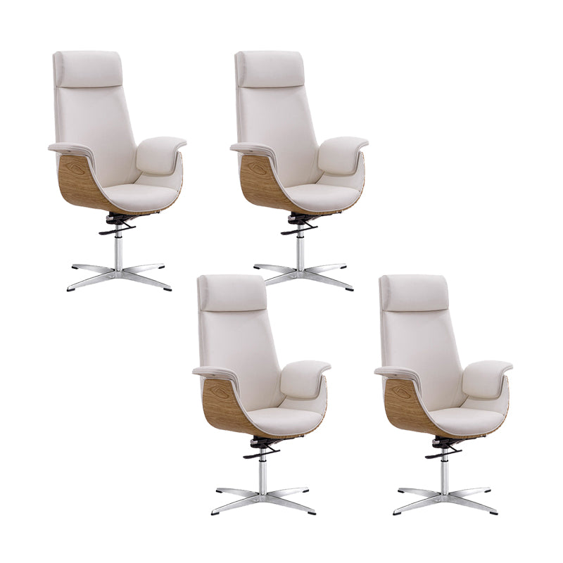 Modern & Contemporary Upholstered Chair Leather Task High Back Chair White 4 Piece Set 4-Star Clearhalo 'furn' 'furn_office_chair' 'Furniture' 'Office Chairs' 'Office Furniture' 'office_chair' 6267897