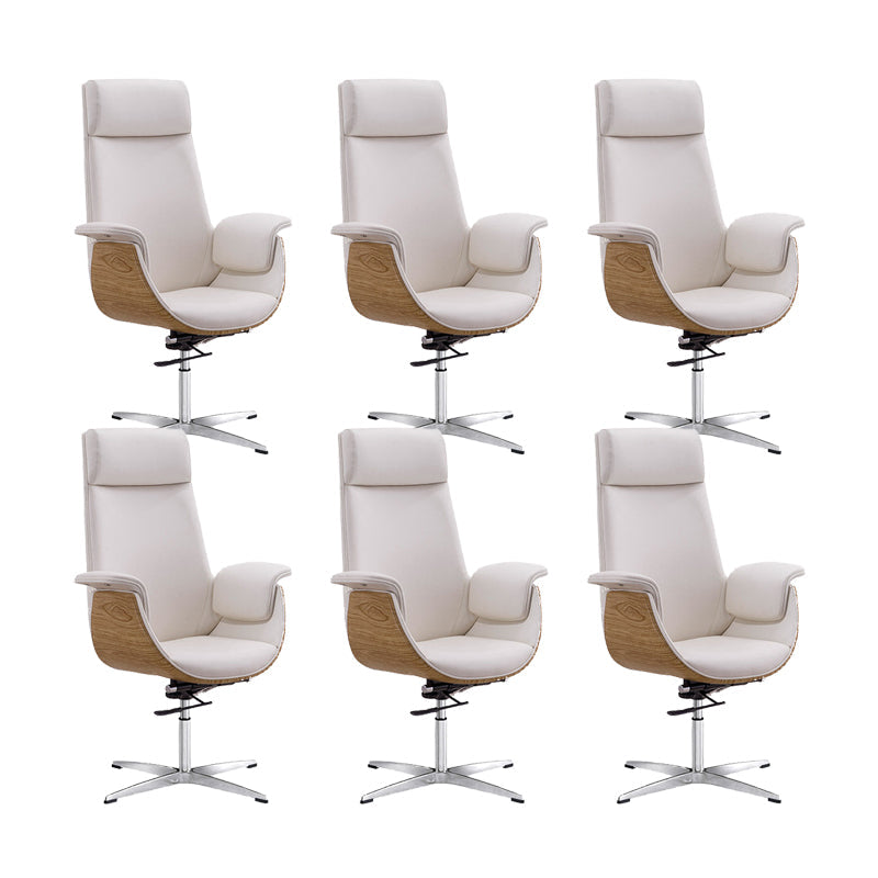 Modern & Contemporary Upholstered Chair Leather Task High Back Chair White 6 Piece Set 4-Star Clearhalo 'furn' 'furn_office_chair' 'Furniture' 'Office Chairs' 'Office Furniture' 'office_chair' 6267898