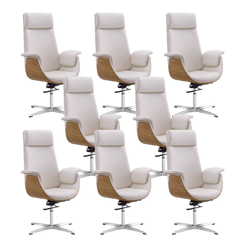 Modern & Contemporary Upholstered Chair Leather Task High Back Chair White 8 Piece Set 4-Star Clearhalo 'furn' 'furn_office_chair' 'Furniture' 'Office Chairs' 'Office Furniture' 'office_chair' 6267899