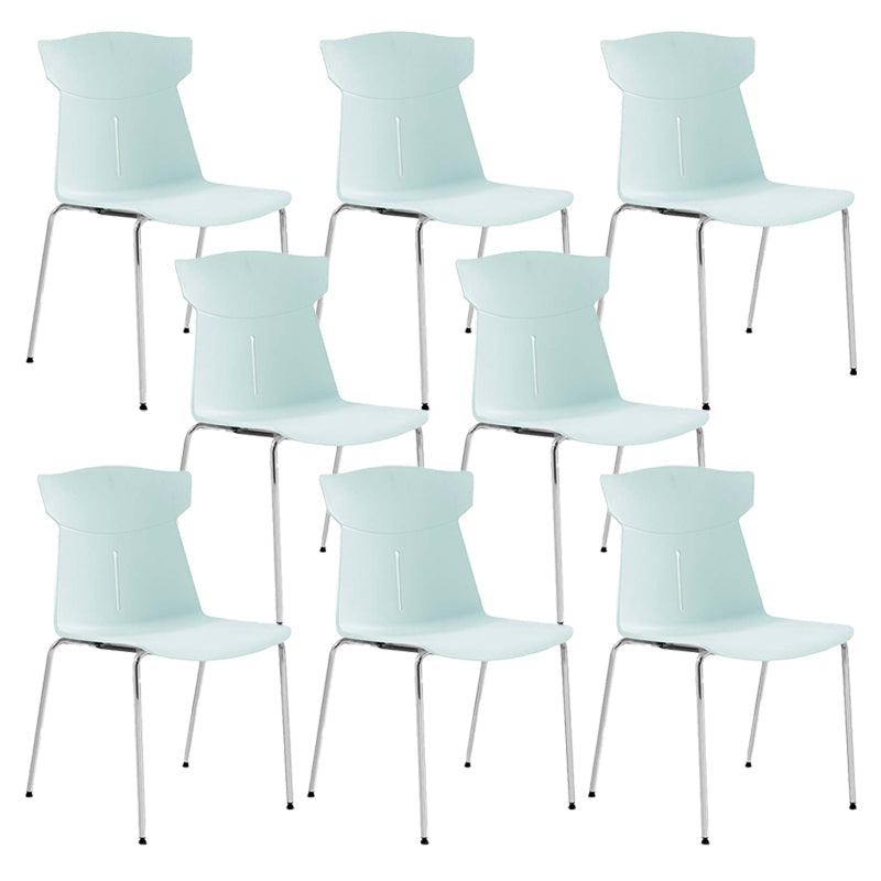 Contemporary No Wheels Desk Chair Plastic Armless Conference Chair Green 8 Piece Set Four Legs Clearhalo 'furn' 'furn_office_chair' 'Furniture' 'Office Chairs' 'Office Furniture' 'office_chair' 6267909