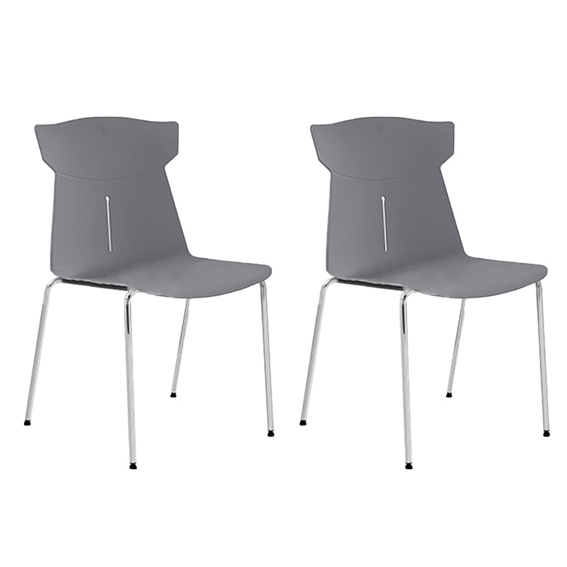 Contemporary No Wheels Desk Chair Plastic Armless Conference Chair Grey 2 Piece Set Four Legs Clearhalo 'furn' 'furn_office_chair' 'Furniture' 'Office Chairs' 'Office Furniture' 'office_chair' 6267912