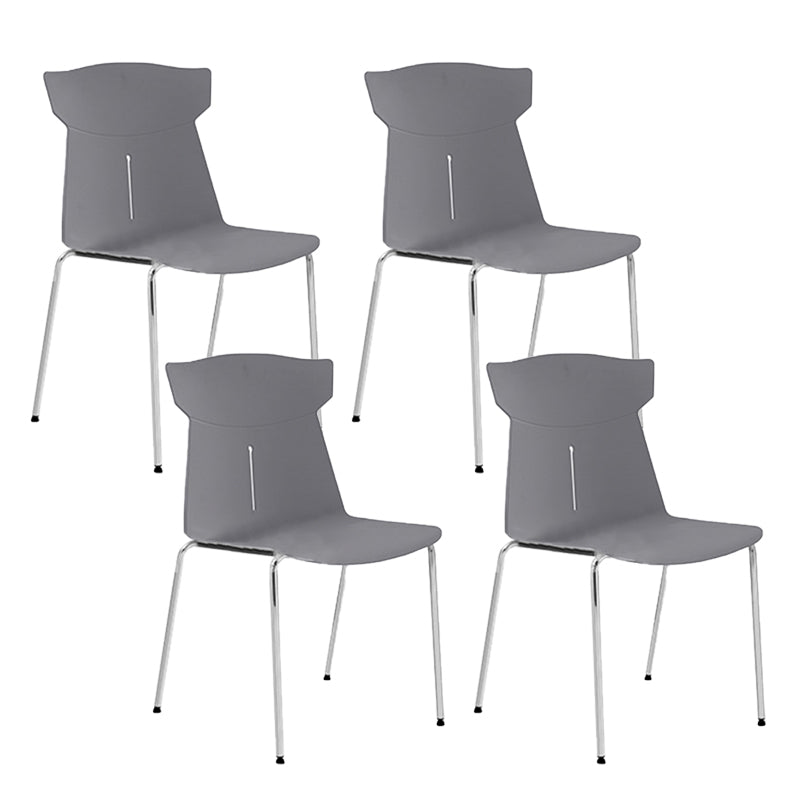 Contemporary No Wheels Desk Chair Plastic Armless Conference Chair Grey 4 Piece Set Four Legs Clearhalo 'furn' 'furn_office_chair' 'Furniture' 'Office Chairs' 'Office Furniture' 'office_chair' 6267914