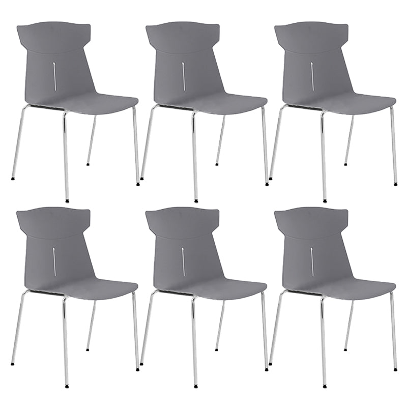 Contemporary No Wheels Desk Chair Plastic Armless Conference Chair Grey 6 Piece Set Four Legs Clearhalo 'furn' 'furn_office_chair' 'Furniture' 'Office Chairs' 'Office Furniture' 'office_chair' 6267915