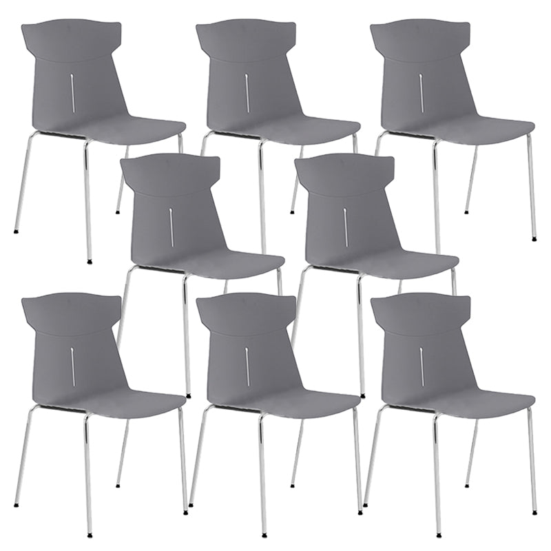 Contemporary No Wheels Desk Chair Plastic Armless Conference Chair Grey 8 Piece Set Four Legs Clearhalo 'furn' 'furn_office_chair' 'Furniture' 'Office Chairs' 'Office Furniture' 'office_chair' 6267916