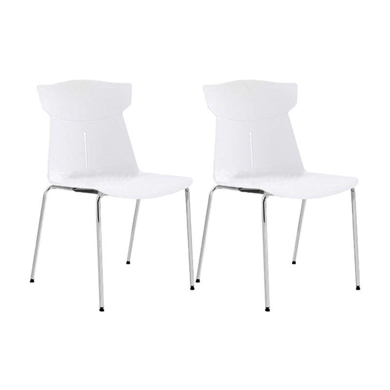Contemporary No Wheels Desk Chair Plastic Armless Conference Chair White 2 Piece Set Four Legs Clearhalo 'furn' 'furn_office_chair' 'Furniture' 'Office Chairs' 'Office Furniture' 'office_chair' 6267918