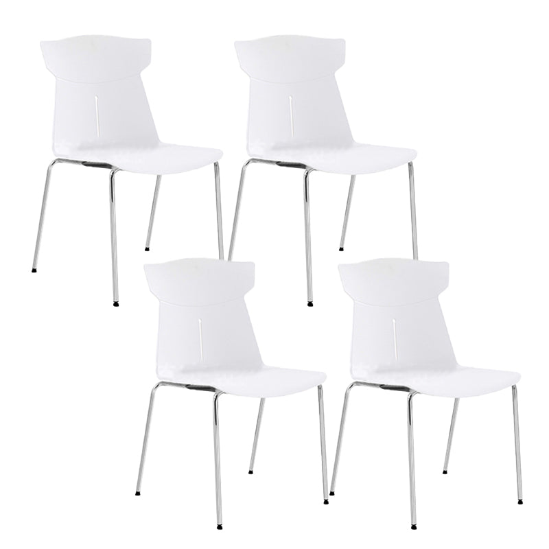 Contemporary No Wheels Desk Chair Plastic Armless Conference Chair White 4 Piece Set Four Legs Clearhalo 'furn' 'furn_office_chair' 'Furniture' 'Office Chairs' 'Office Furniture' 'office_chair' 6267919