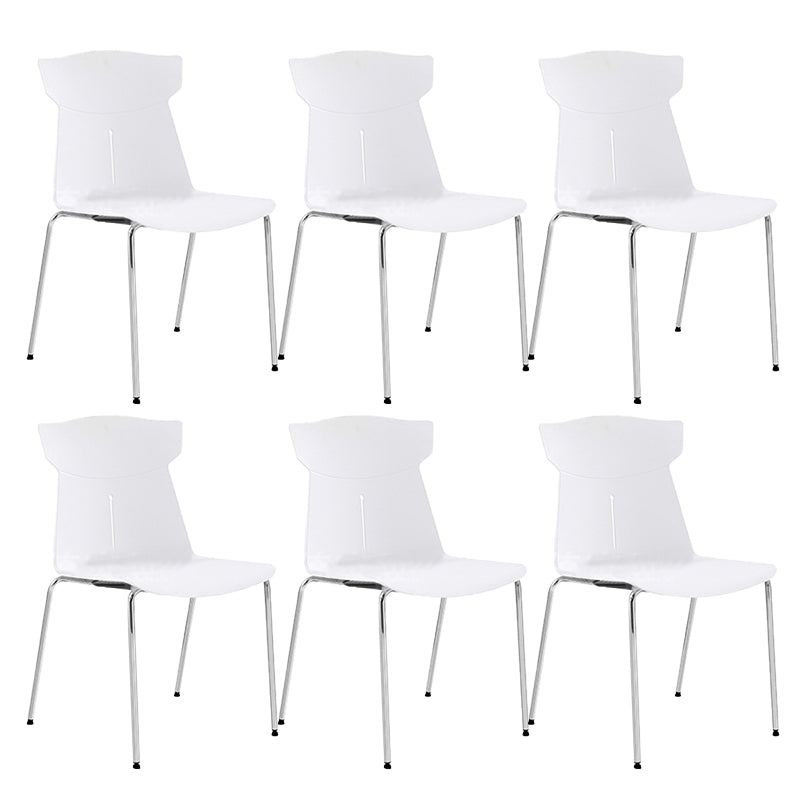 Contemporary No Wheels Desk Chair Plastic Armless Conference Chair White 6 Piece Set Four Legs Clearhalo 'furn' 'furn_office_chair' 'Furniture' 'Office Chairs' 'Office Furniture' 'office_chair' 6267920