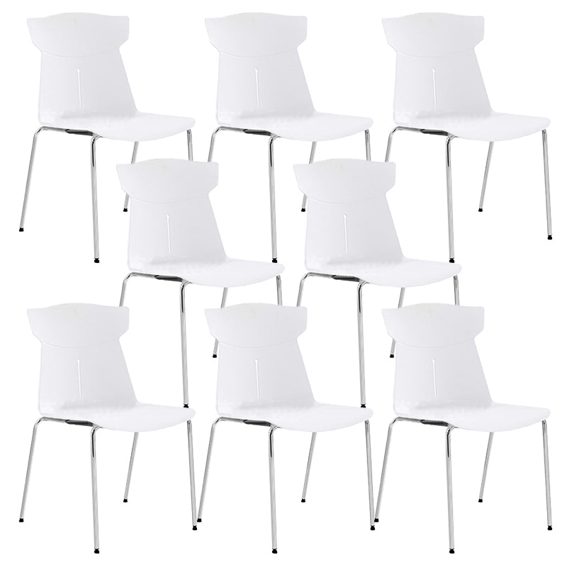 Contemporary No Wheels Desk Chair Plastic Armless Conference Chair White 8 Piece Set Four Legs Clearhalo 'furn' 'furn_office_chair' 'Furniture' 'Office Chairs' 'Office Furniture' 'office_chair' 6267921
