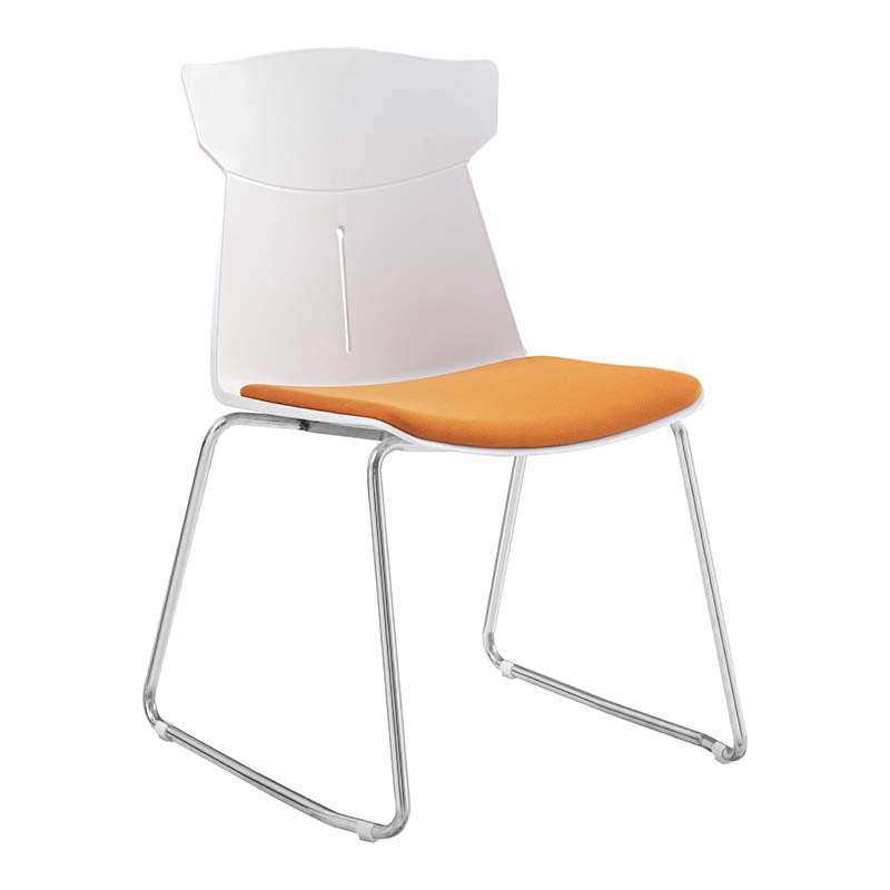 Contemporary No Wheels Desk Chair Plastic Armless Conference Chair White 1 Piece Sled Clearhalo 'furn' 'furn_office_chair' 'Furniture' 'Office Chairs' 'Office Furniture' 'office_chair' 6267922