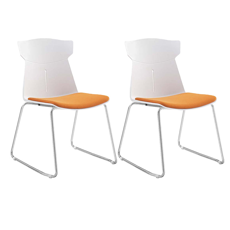 Contemporary No Wheels Desk Chair Plastic Armless Conference Chair White 2 Piece Set Sled Clearhalo 'furn' 'furn_office_chair' 'Furniture' 'Office Chairs' 'Office Furniture' 'office_chair' 6267923
