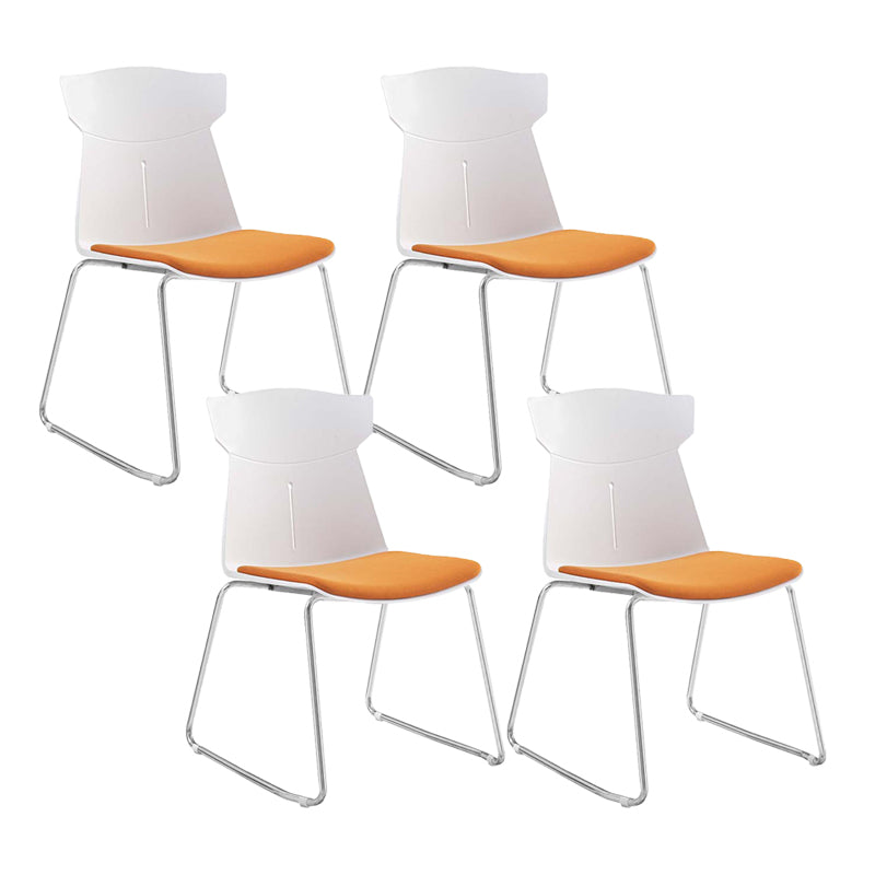 Contemporary No Wheels Desk Chair Plastic Armless Conference Chair White 4 Piece Set Sled Clearhalo 'furn' 'furn_office_chair' 'Furniture' 'Office Chairs' 'Office Furniture' 'office_chair' 6267924