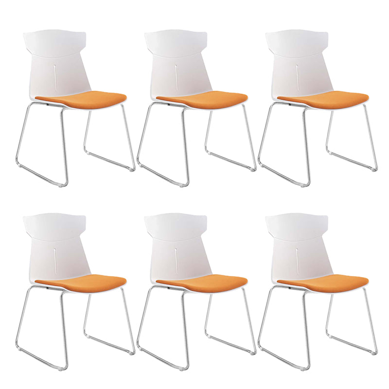 Contemporary No Wheels Desk Chair Plastic Armless Conference Chair White 6 Piece Set Sled Clearhalo 'furn' 'furn_office_chair' 'Furniture' 'Office Chairs' 'Office Furniture' 'office_chair' 6267925