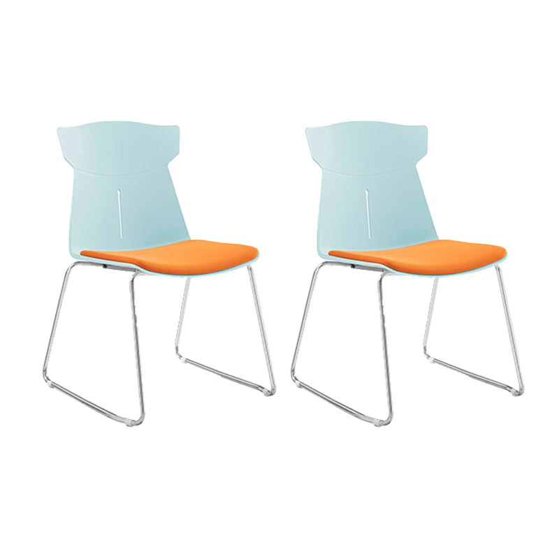 Contemporary No Wheels Desk Chair Plastic Armless Conference Chair Green 2 Piece Set Sled Clearhalo 'furn' 'furn_office_chair' 'Furniture' 'Office Chairs' 'Office Furniture' 'office_chair' 6267927