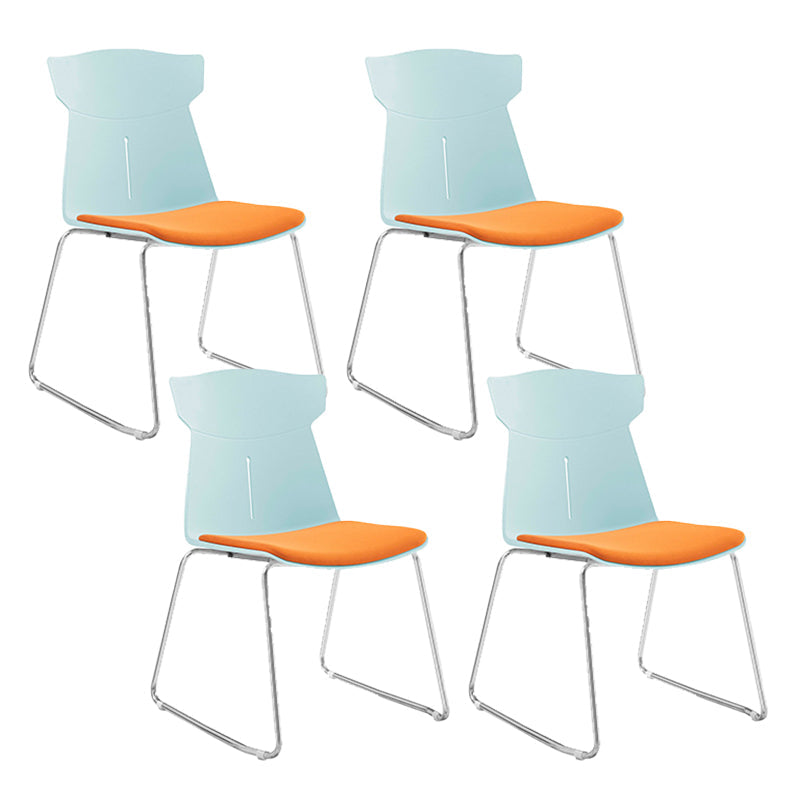 Contemporary No Wheels Desk Chair Plastic Armless Conference Chair Green 4 Piece Set Sled Clearhalo 'furn' 'furn_office_chair' 'Furniture' 'Office Chairs' 'Office Furniture' 'office_chair' 6267928