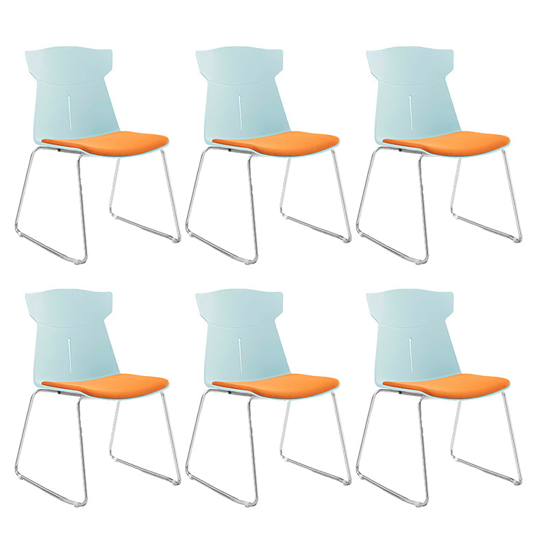 Contemporary No Wheels Desk Chair Plastic Armless Conference Chair Green 6 Piece Set Sled Clearhalo 'furn' 'furn_office_chair' 'Furniture' 'Office Chairs' 'Office Furniture' 'office_chair' 6267929