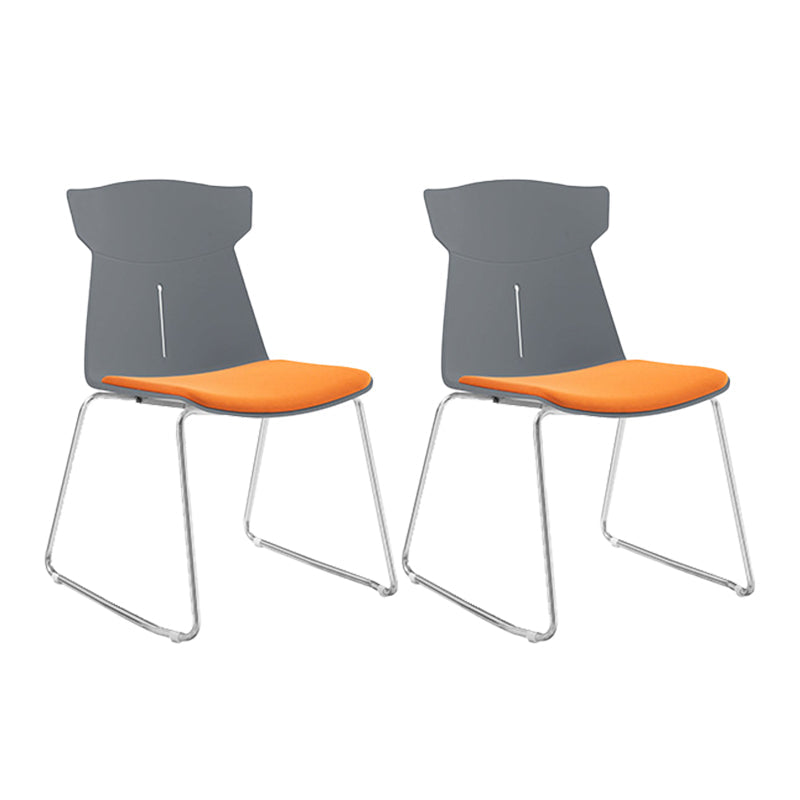 Contemporary No Wheels Desk Chair Plastic Armless Conference Chair Grey 2 Piece Set Sled Clearhalo 'furn' 'furn_office_chair' 'Furniture' 'Office Chairs' 'Office Furniture' 'office_chair' 6267932