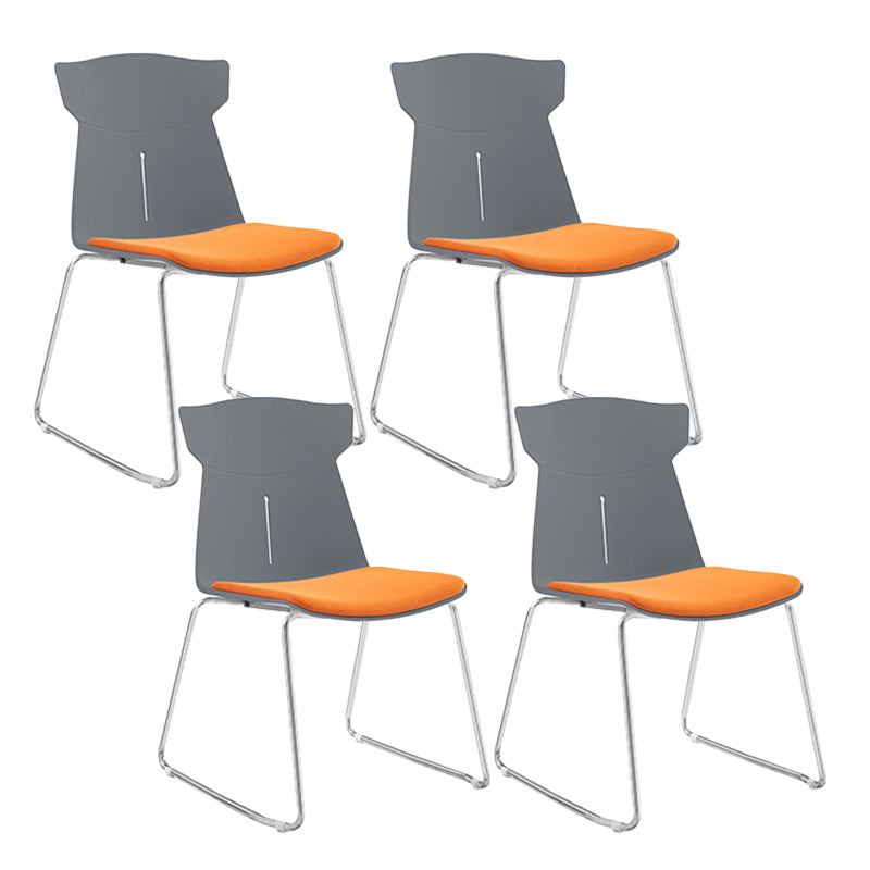 Contemporary No Wheels Desk Chair Plastic Armless Conference Chair Grey 4 Piece Set Sled Clearhalo 'furn' 'furn_office_chair' 'Furniture' 'Office Chairs' 'Office Furniture' 'office_chair' 6267933