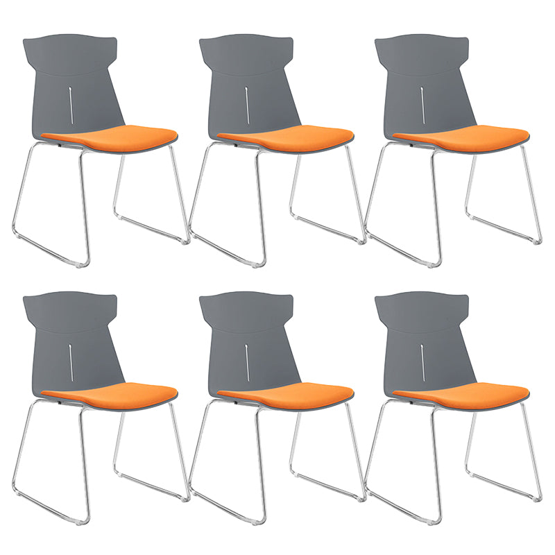 Contemporary No Wheels Desk Chair Plastic Armless Conference Chair Grey 6 Piece Set Sled Clearhalo 'furn' 'furn_office_chair' 'Furniture' 'Office Chairs' 'Office Furniture' 'office_chair' 6267934