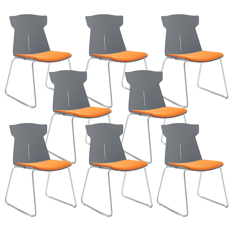 Contemporary No Wheels Desk Chair Plastic Armless Conference Chair Grey 8 Piece Set Sled Clearhalo 'furn' 'furn_office_chair' 'Furniture' 'Office Chairs' 'Office Furniture' 'office_chair' 6267935