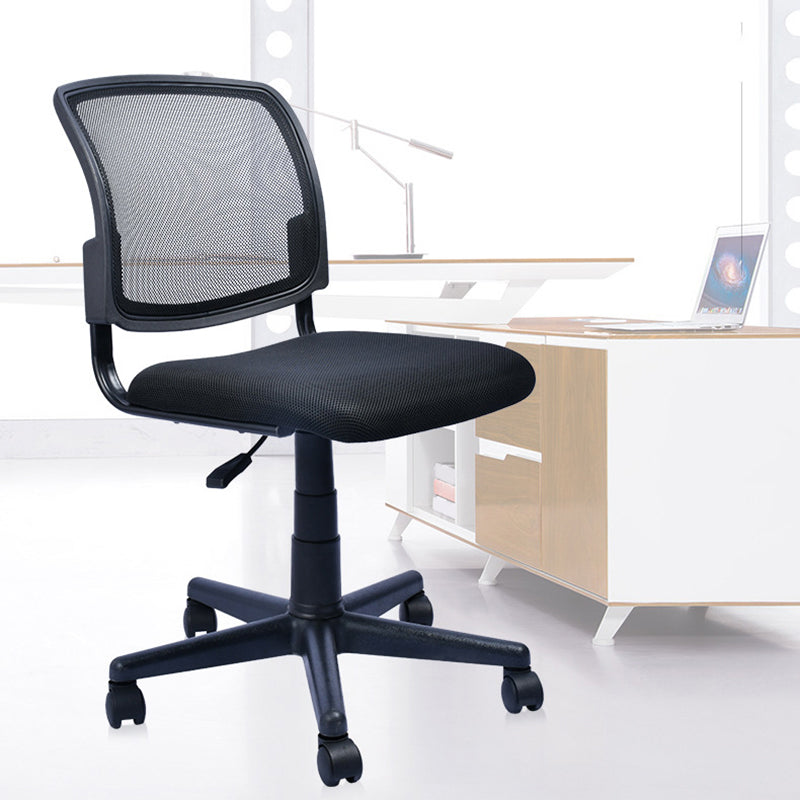 Contemporary Ergonomic Armless Chair Mid-Back Adjustable Desk Chair Black 1 Piece Nylon Clearhalo 'furn' 'furn_office_chair' 'Furniture' 'Office Chairs' 'Office Furniture' 'office_chair' 6268030