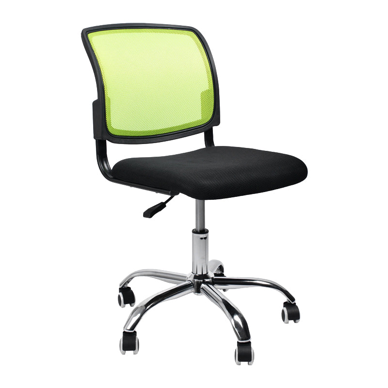 Contemporary Ergonomic Armless Chair Mid-Back Adjustable Desk Chair Green 1 Piece Steel Clearhalo 'furn' 'furn_office_chair' 'Furniture' 'Office Chairs' 'Office Furniture' 'office_chair' 6268031