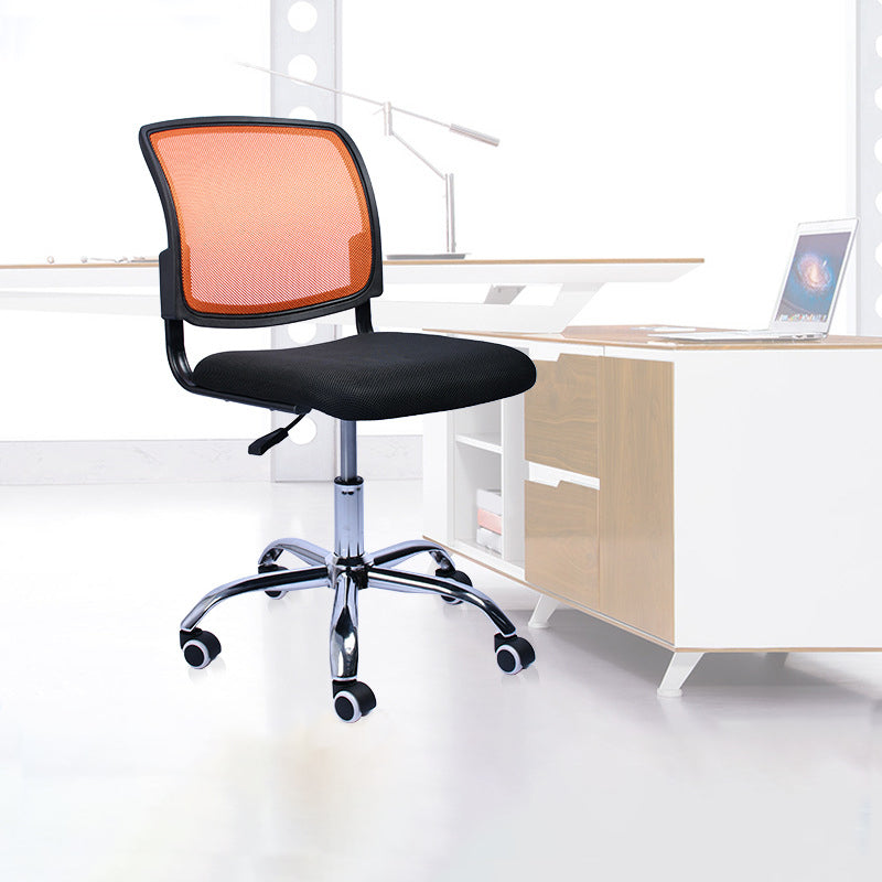 Contemporary Ergonomic Armless Chair Mid-Back Adjustable Desk Chair Orange 1 Piece Steel Clearhalo 'furn' 'furn_office_chair' 'Furniture' 'Office Chairs' 'Office Furniture' 'office_chair' 6268032