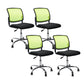 Contemporary Ergonomic Armless Chair Mid-Back Adjustable Desk Chair Green 4 Piece Set Steel Clearhalo 'furn' 'furn_office_chair' 'Furniture' 'Office Chairs' 'Office Furniture' 'office_chair' 6268034