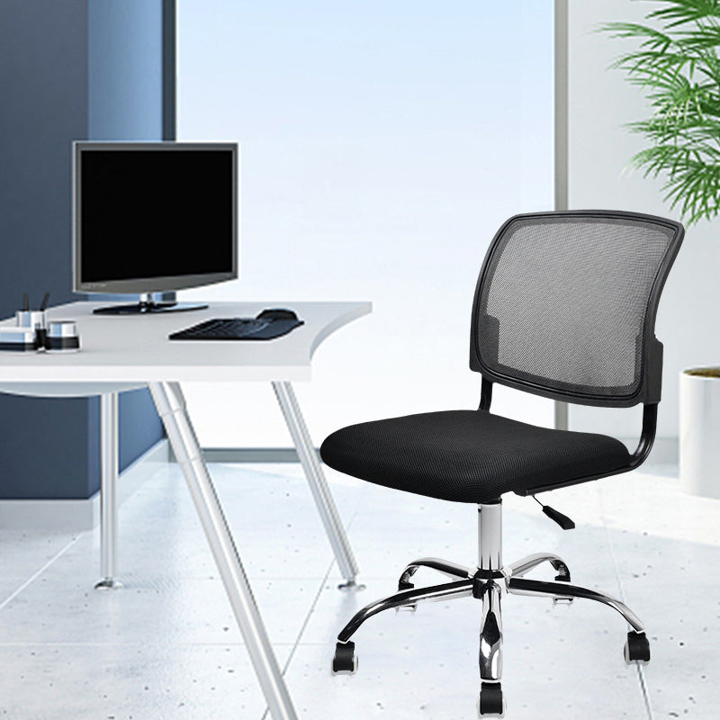 Contemporary Ergonomic Armless Chair Mid-Back Adjustable Desk Chair Black 1 Piece Steel Clearhalo 'furn' 'furn_office_chair' 'Furniture' 'Office Chairs' 'Office Furniture' 'office_chair' 6268035