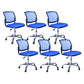 Contemporary Ergonomic Armless Chair Mid-Back Adjustable Desk Chair Blue 6 Piece Set Steel Clearhalo 'furn' 'furn_office_chair' 'Furniture' 'Office Chairs' 'Office Furniture' 'office_chair' 6268052
