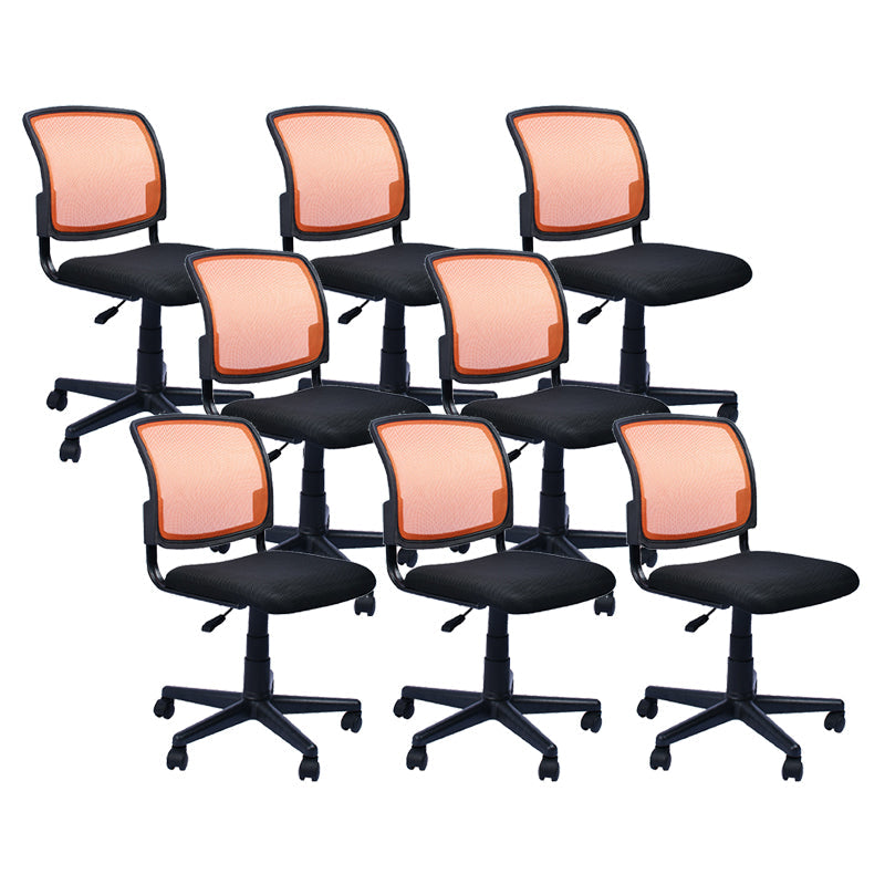 Contemporary Ergonomic Armless Chair Mid-Back Adjustable Desk Chair Orange 8 Piece Set Nylon Clearhalo 'furn' 'furn_office_chair' 'Furniture' 'Office Chairs' 'Office Furniture' 'office_chair' 6268058