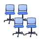 Contemporary Ergonomic Armless Chair Mid-Back Adjustable Desk Chair Blue 4 Piece Set Nylon Clearhalo 'furn' 'furn_office_chair' 'Furniture' 'Office Chairs' 'Office Furniture' 'office_chair' 6268071