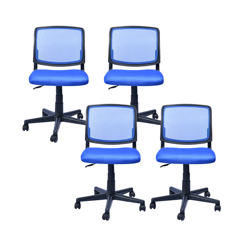 Contemporary Ergonomic Armless Chair Mid-Back Adjustable Desk Chair Blue 4 Piece Set Nylon Clearhalo 'furn' 'furn_office_chair' 'Furniture' 'Office Chairs' 'Office Furniture' 'office_chair' 6268071