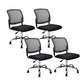 Contemporary Ergonomic Armless Chair Mid-Back Adjustable Desk Chair Black 4 Piece Set Steel Clearhalo 'furn' 'furn_office_chair' 'Furniture' 'Office Chairs' 'Office Furniture' 'office_chair' 6268075