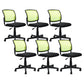 Contemporary Ergonomic Armless Chair Mid-Back Adjustable Desk Chair Green 6 Piece Set Nylon Clearhalo 'furn' 'furn_office_chair' 'Furniture' 'Office Chairs' 'Office Furniture' 'office_chair' 6268081