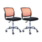 Contemporary Ergonomic Armless Chair Mid-Back Adjustable Desk Chair Orange 2 Piece Set Steel Clearhalo 'furn' 'furn_office_chair' 'Furniture' 'Office Chairs' 'Office Furniture' 'office_chair' 6268083