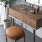 3 laden gespiegelde make -uptafel massief houten ijdelheid bureau krukje set