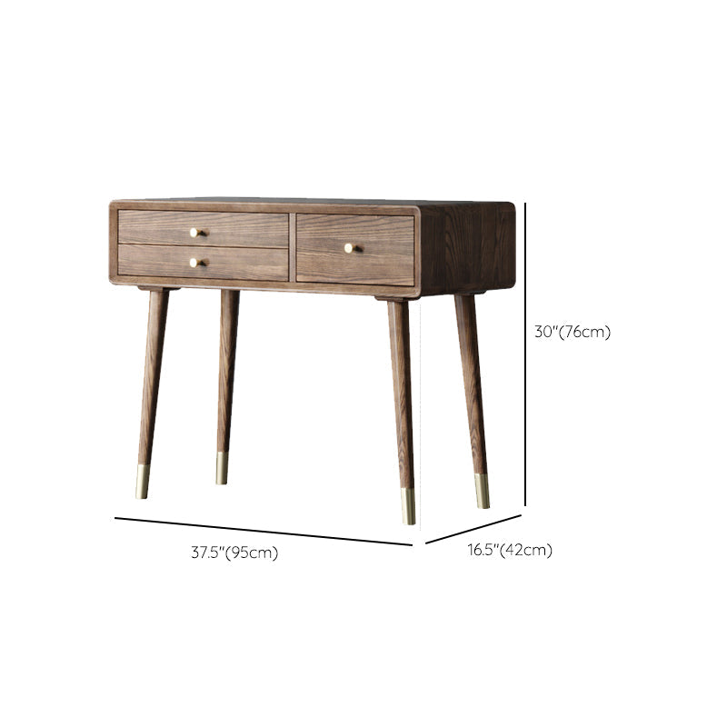 3 laden gespiegelde make -uptafel massief houten ijdelheid bureau krukje set