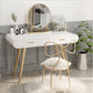 White Wood Makeup Vanity with 2 Drawers Mirrored Dressing Table Stool Set