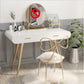 White Wood Makeup Vanity with 2 Drawers Mirrored Dressing Table Stool Set