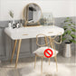 White Wood Makeup Vanity with 2 Drawers Mirrored Dressing Table Stool Set