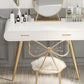 White Wood Makeup Vanity with 2 Drawers Mirrored Dressing Table Stool Set