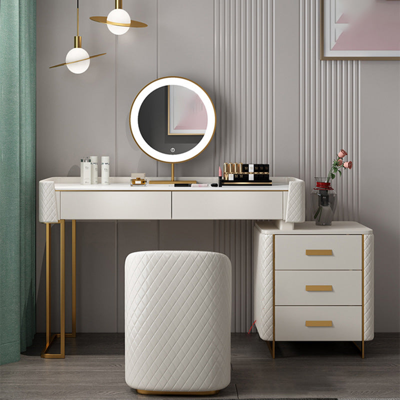 5 lade ijdelheid bureau wit 30.7 "h faux lederen make -up ijdelheid