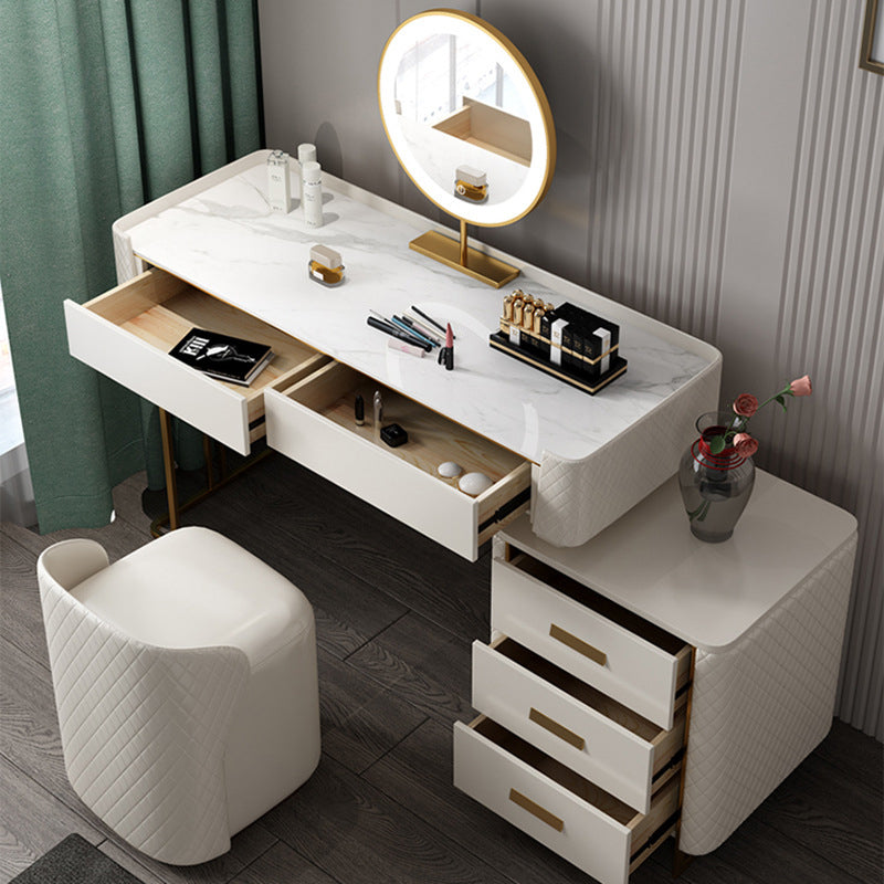 5 lade ijdelheid bureau wit 30.7 "h faux lederen make -up ijdelheid