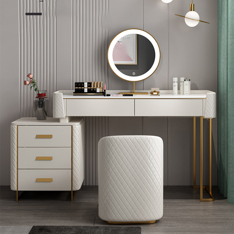 5 lade ijdelheid bureau wit 30.7 "h faux lederen make -up ijdelheid