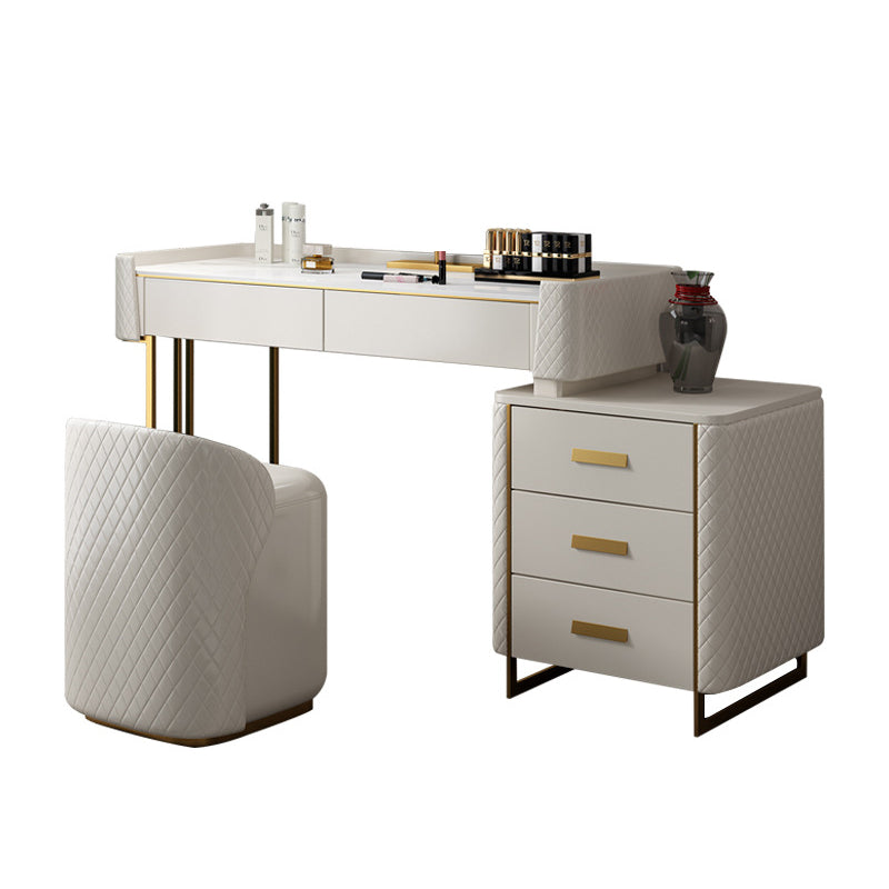 5 lade ijdelheid bureau wit 30.7 "h faux lederen make -up ijdelheid