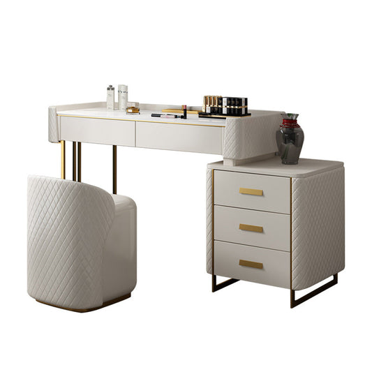 5 cassetti da vanità scrivania bianca da 30,7 "H Fucice in pelle Vanity