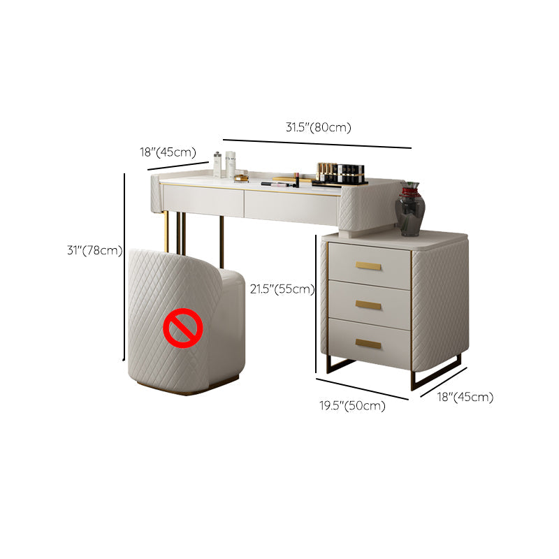 5 lade ijdelheid bureau wit 30.7 "h faux lederen make -up ijdelheid