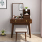 Modern Solid Wood Vanity Makeup Table Vanity Stool with Mirror Makeup Vanity & Mirror & Stools Walnut Clearhalo 'Bedroom Furniture' 'furn' 'furn_makeup_vanities' 'Furniture' 'Makeup Vanities' 'makeup_vanities' 6268496