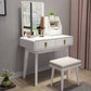 Modern Solid Wood Vanity Makeup Table Vanity Stool with Mirror Makeup Vanity & Mirror & Stools White Clearhalo 'Bedroom Furniture' 'furn' 'furn_makeup_vanities' 'Furniture' 'Makeup Vanities' 'makeup_vanities' 6268499